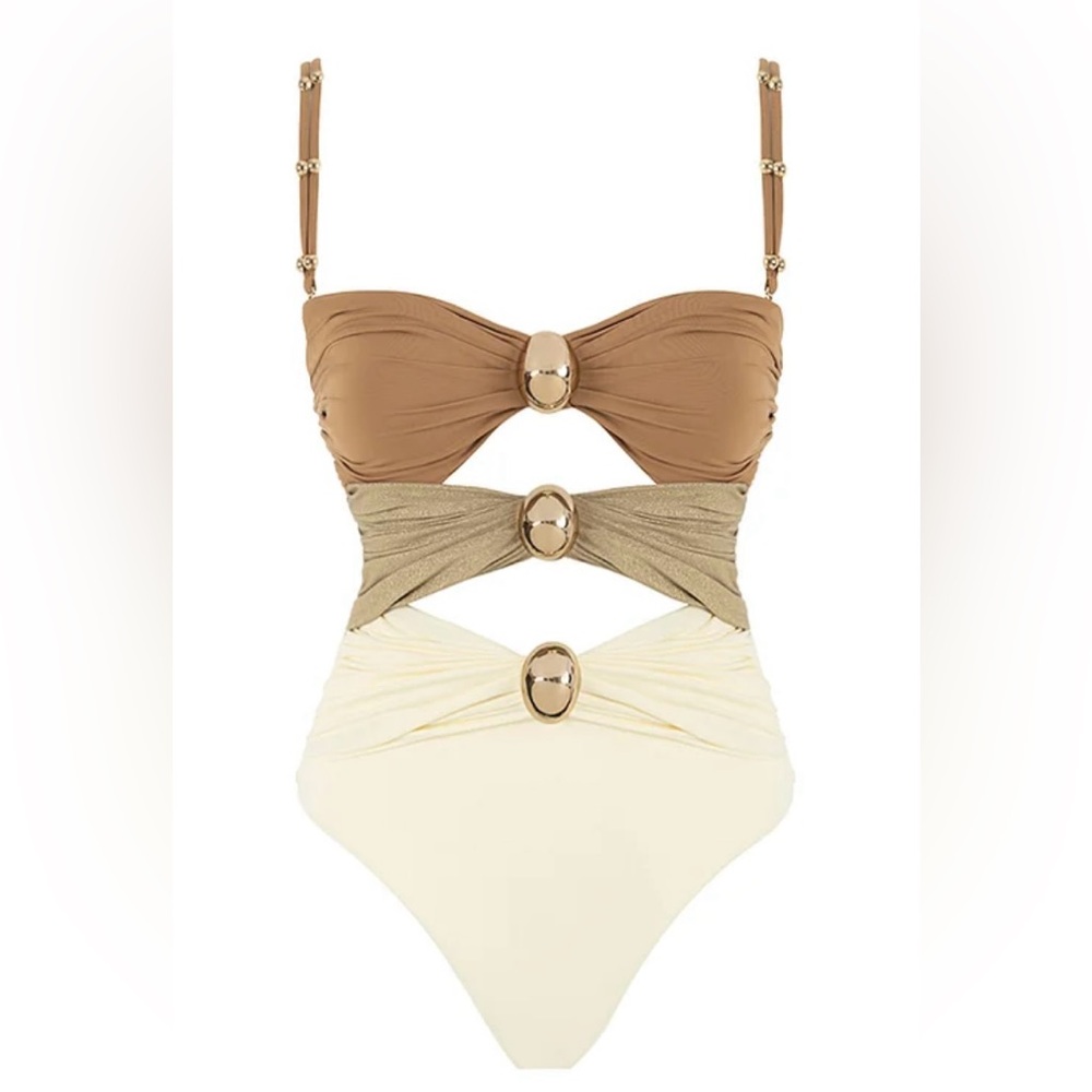 Color block one-piece swim suit
